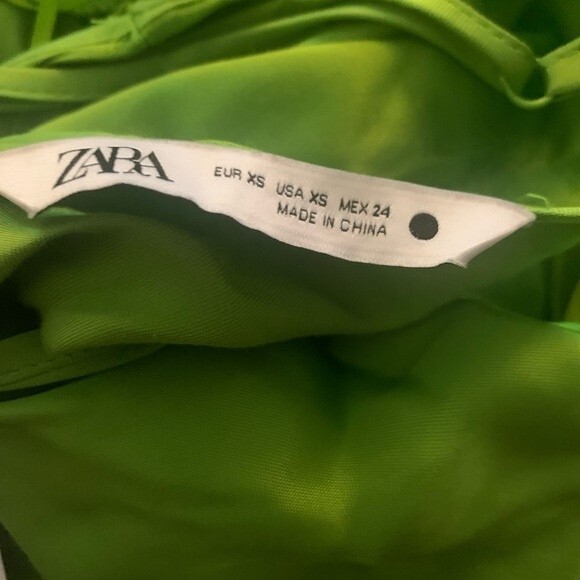ZARA Satin Dress Lime Green Viral - Picture 9 of 12